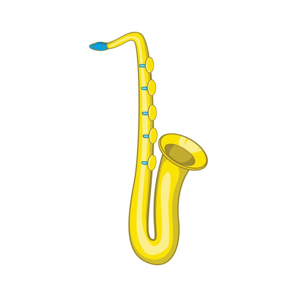 icono de saxofón, estilo de dibujos animados vector