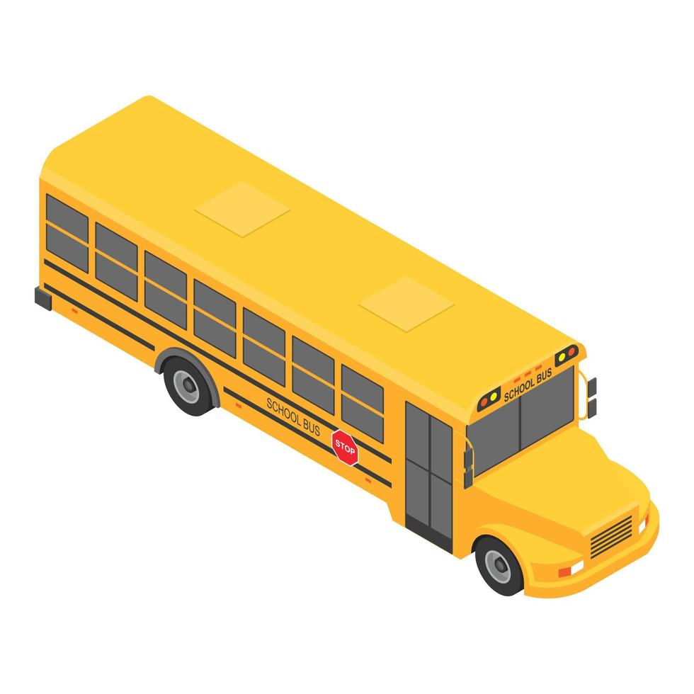 American school bus icon, isometric style vector