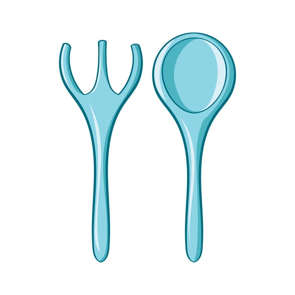 Baby spoon and fork icon, cartoon style vector