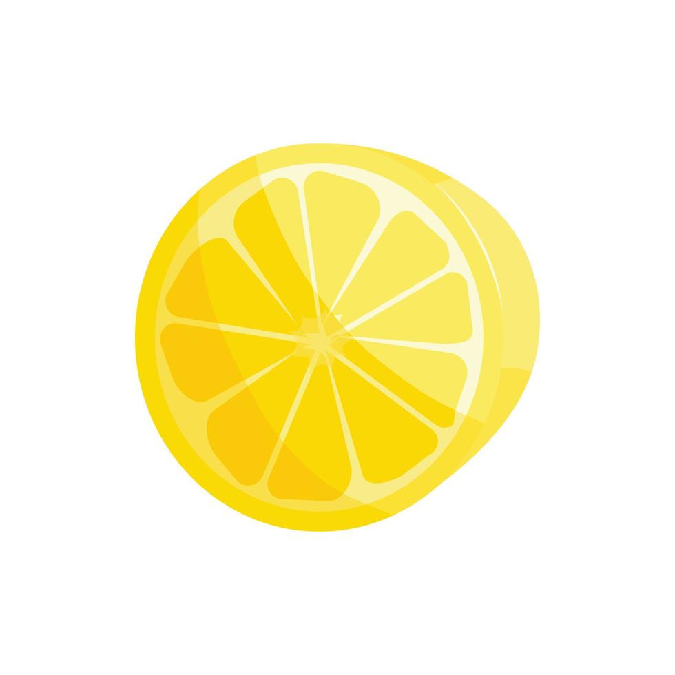 Yellow lemon slice icon, cartoon style vector
