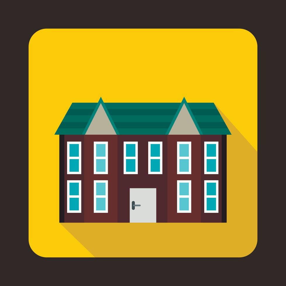 Brown two storey house icon, flat style vector