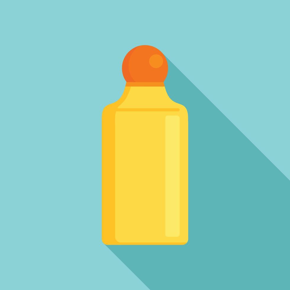 Gold shampoo bottle icon, flat style vector