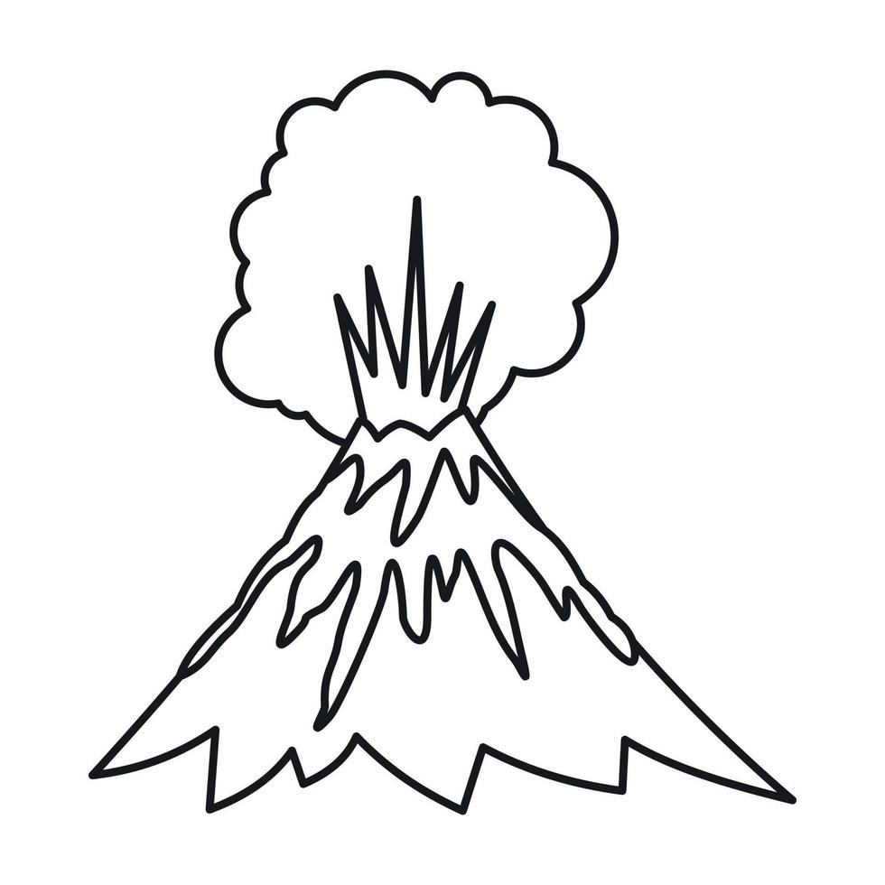 Volcano erupting icon, outline style vector