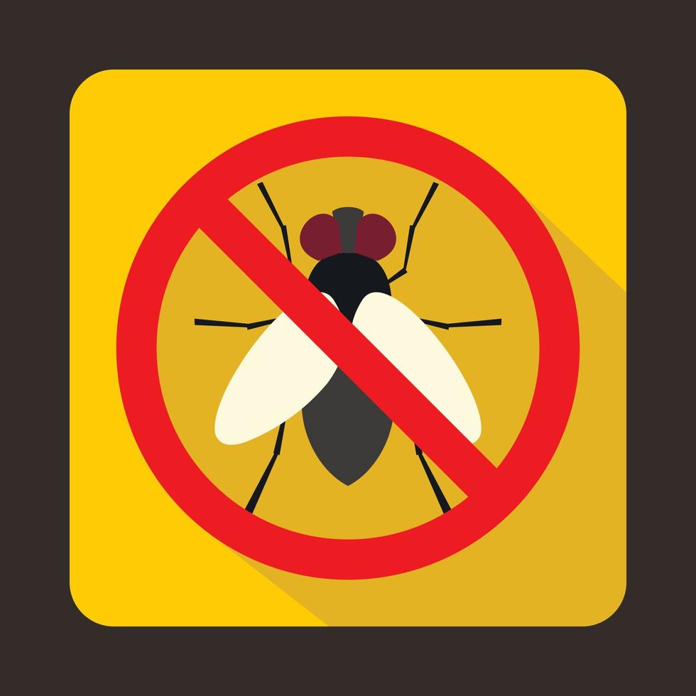 ningún icono de signo de mosca en estilo plano vector