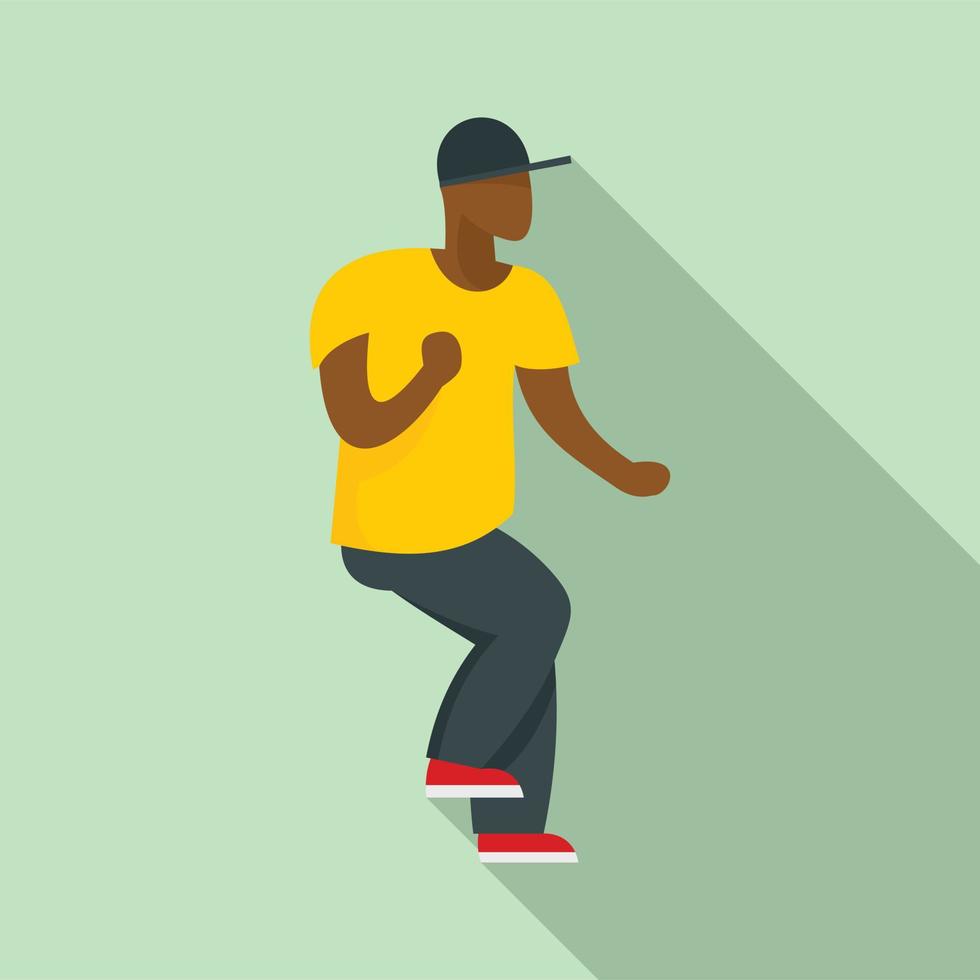 Hip hop dancer icon, flat style vector