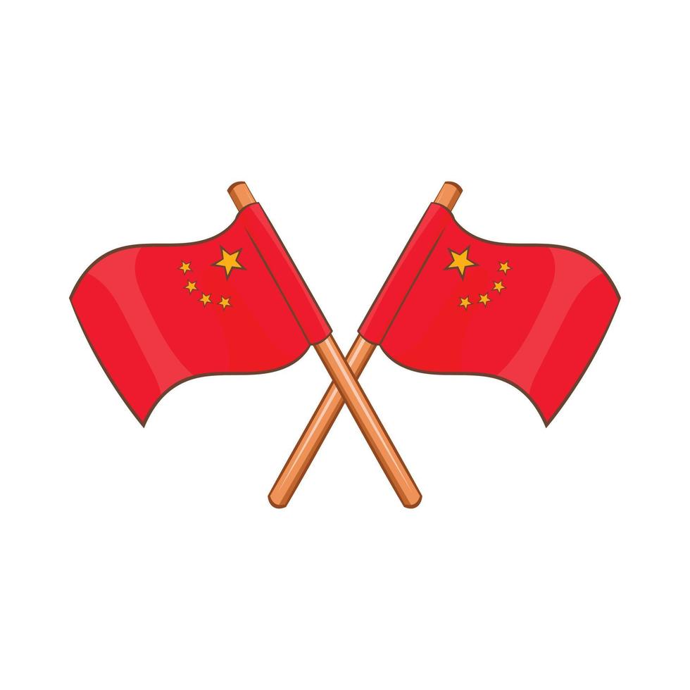 Two crossed flags of China icon, cartoon style vector