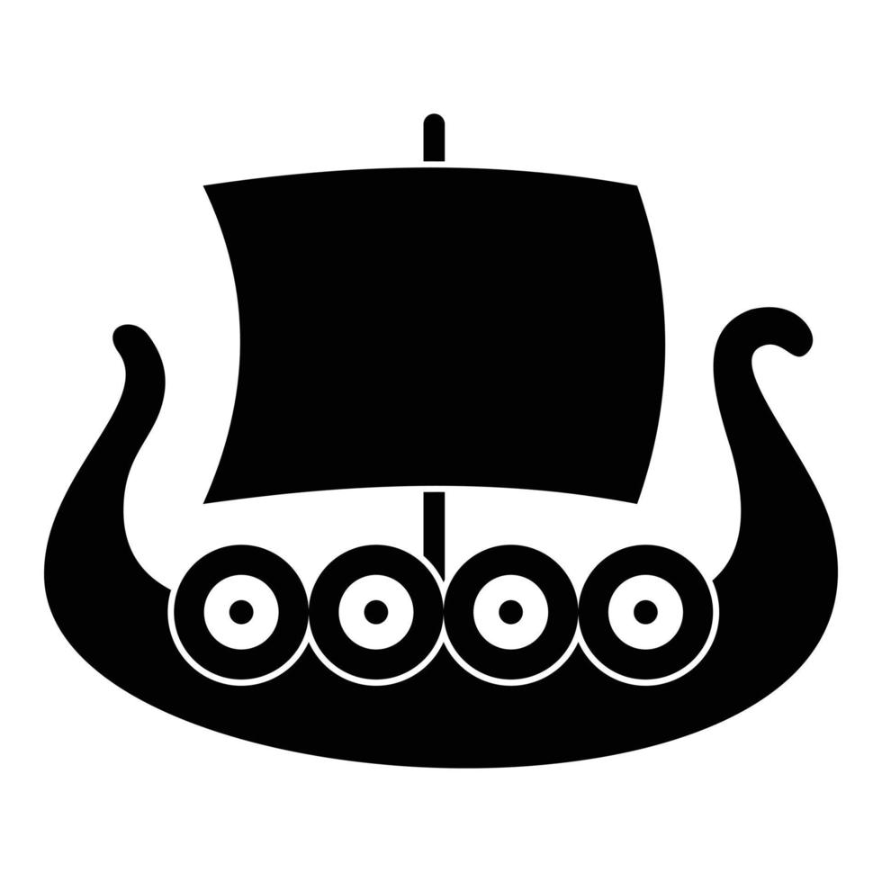 Ship viking icon, simple black style vector