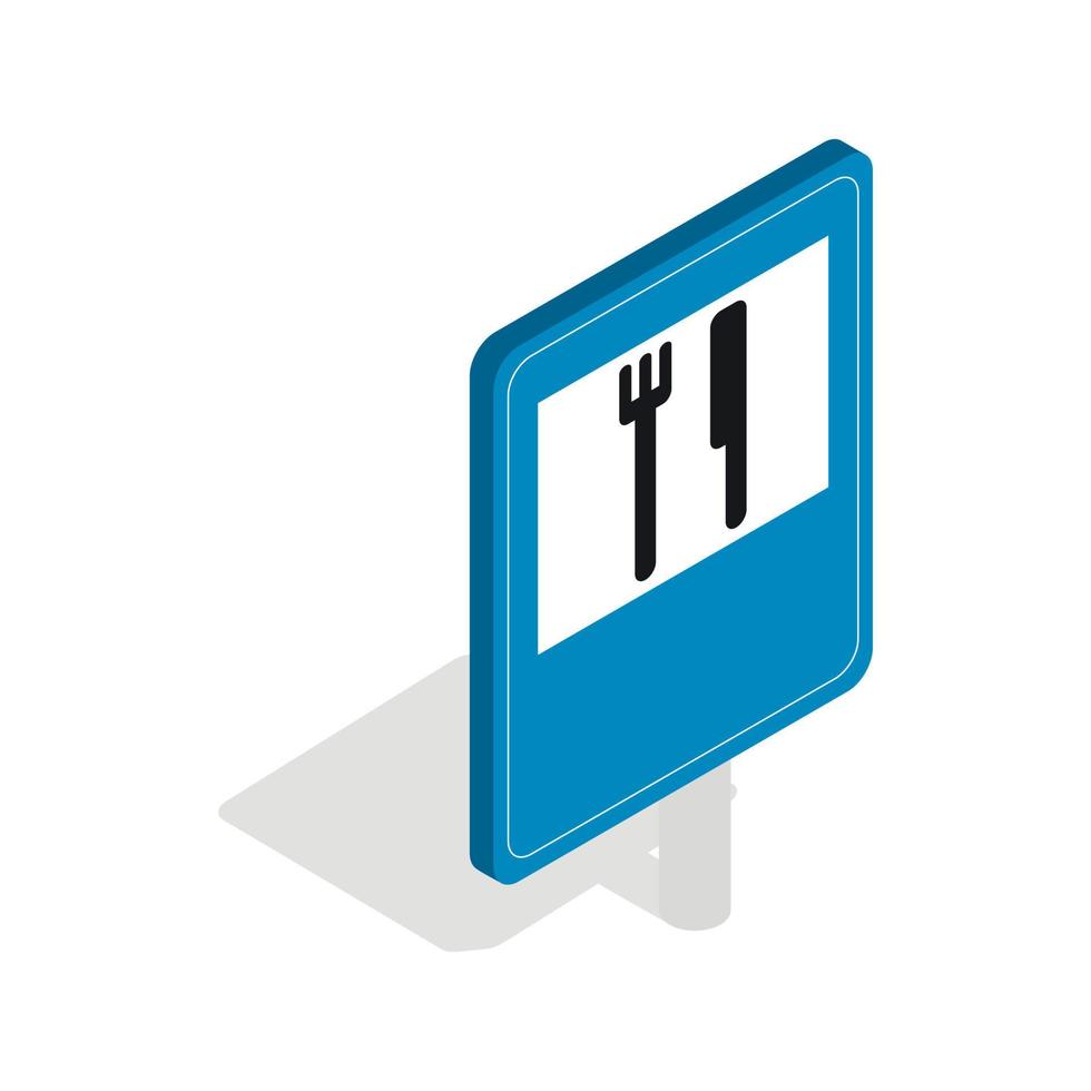Restaurant road sign icon, isometric 3d style vector