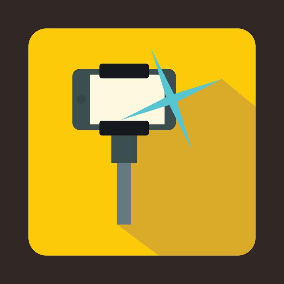 Taking pictures on smartphone on selfie stick icon vector