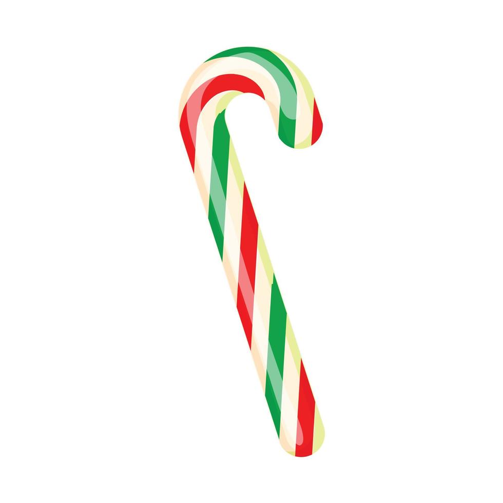 Xmas candy stick icon, cartoon style vector