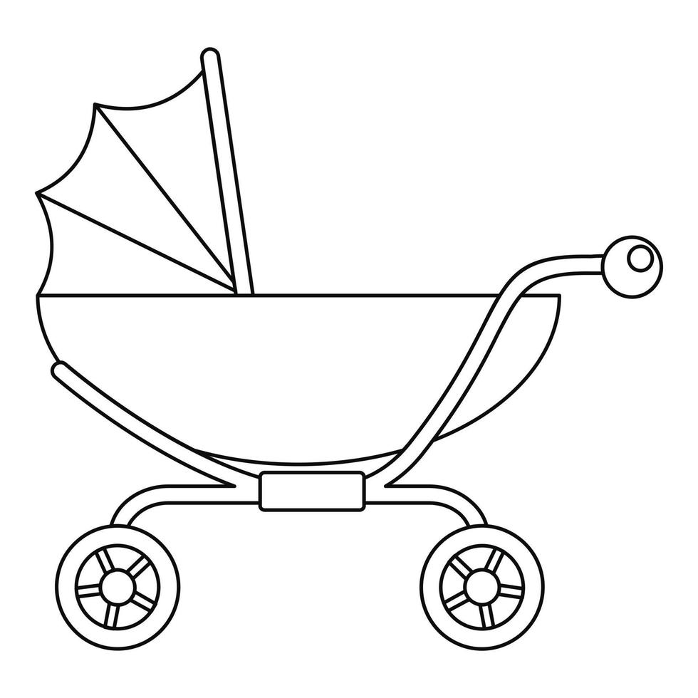 Classic baby pram icon, outline style vector
