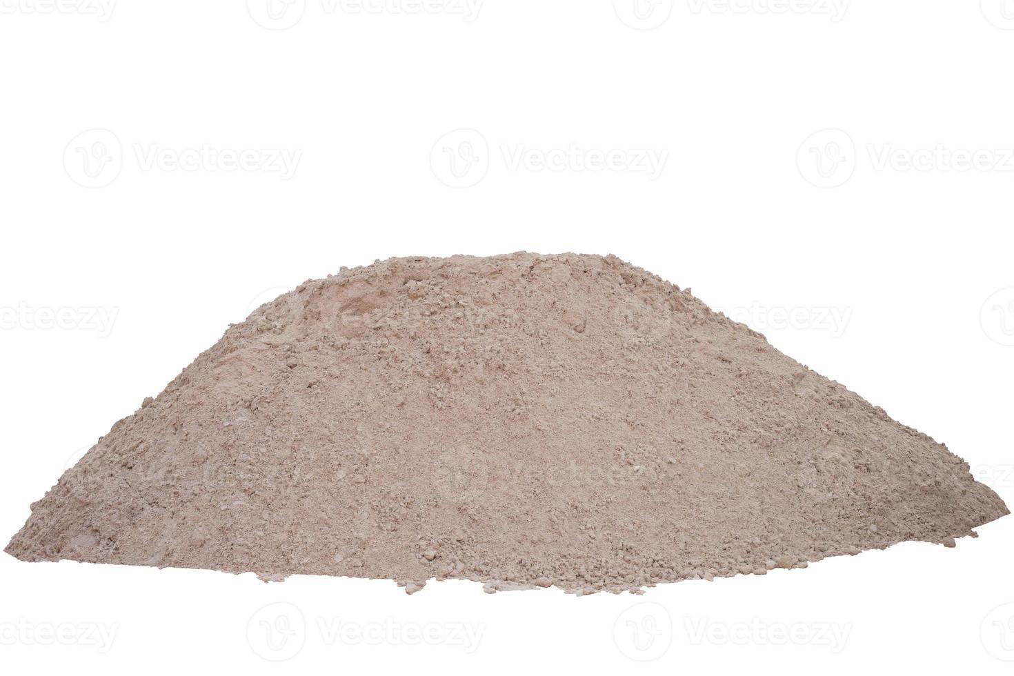 Pile of sand in construction site isolated on white background included clipping path. photo