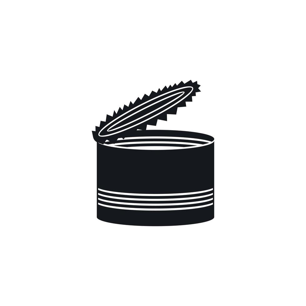 Open tin can icon, simple style vector