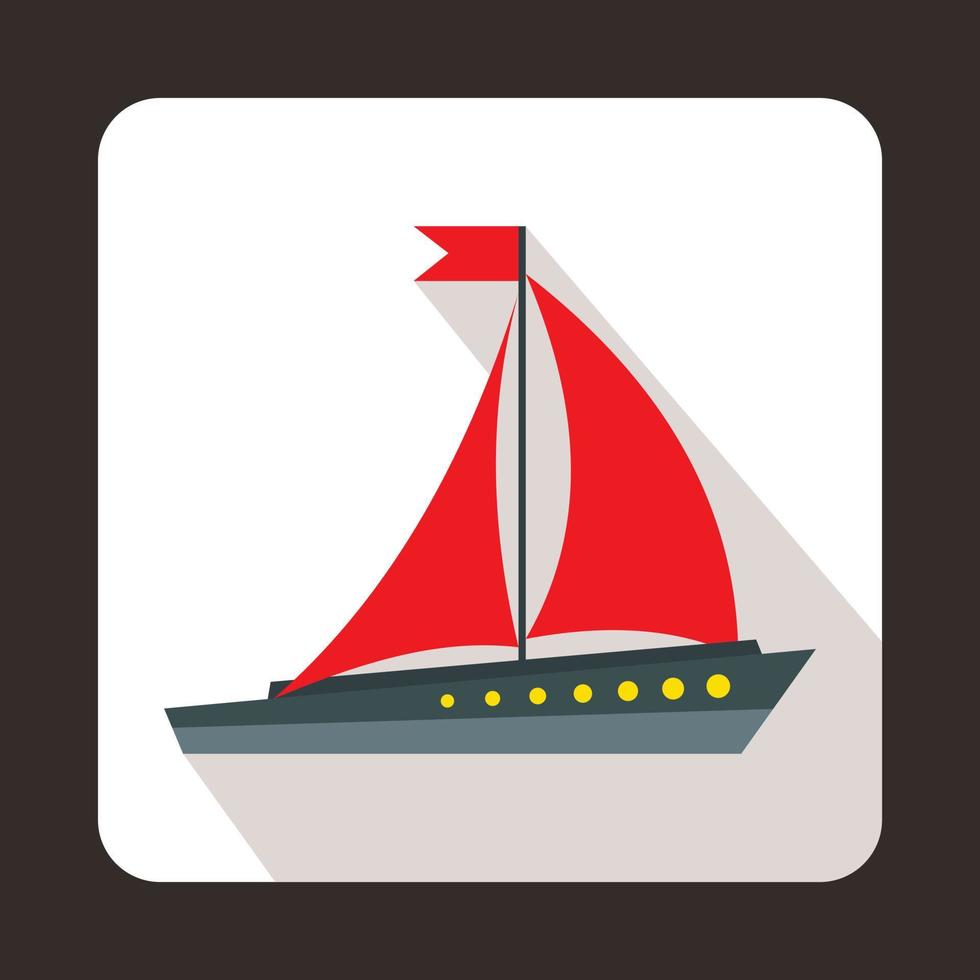 Sailing ship icon, flat style vector