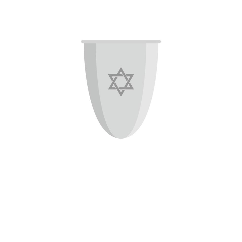Silver judaism cup icon, flat style vector