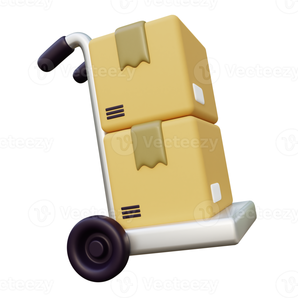 Verzending trolley pakket 3d illustratie png