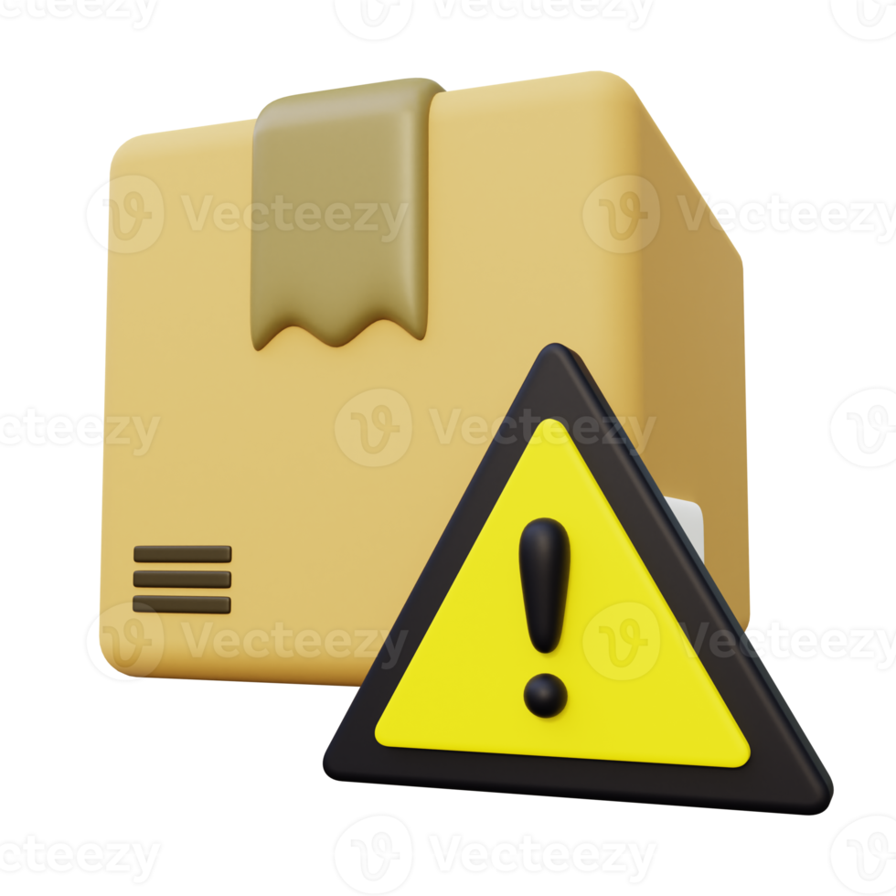 Delivery Package with Error Sign 3d Illustration png