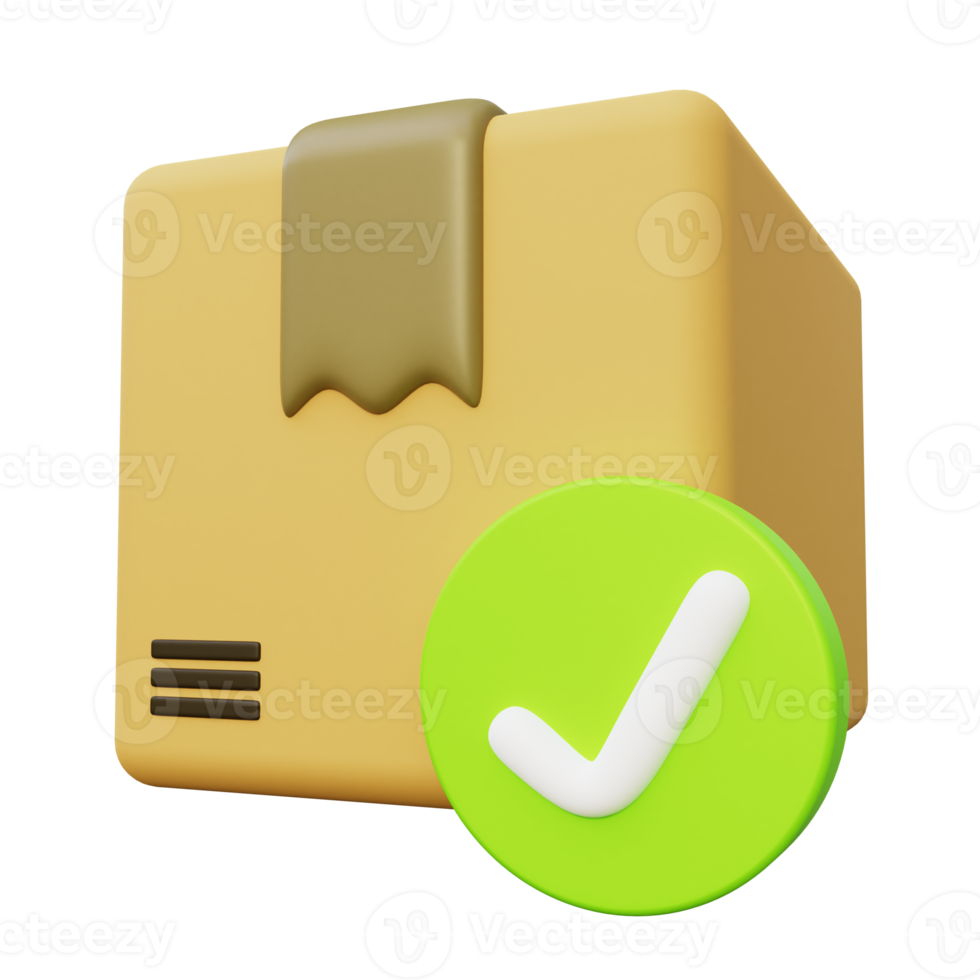 Delivery Package with Green Checklist 3d Illustration png