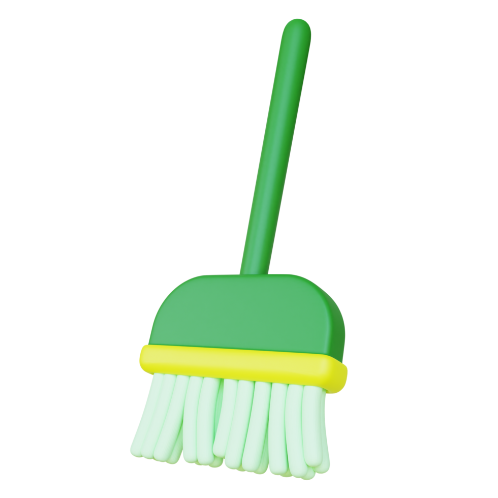 Broom 3d Illustration. Cleaning Broom 3d Render png