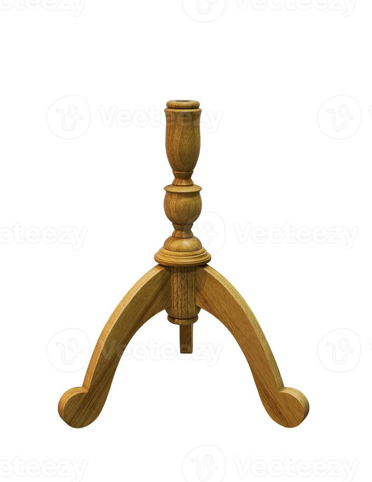 Wooden tripod isolated on white background with clipping path photo