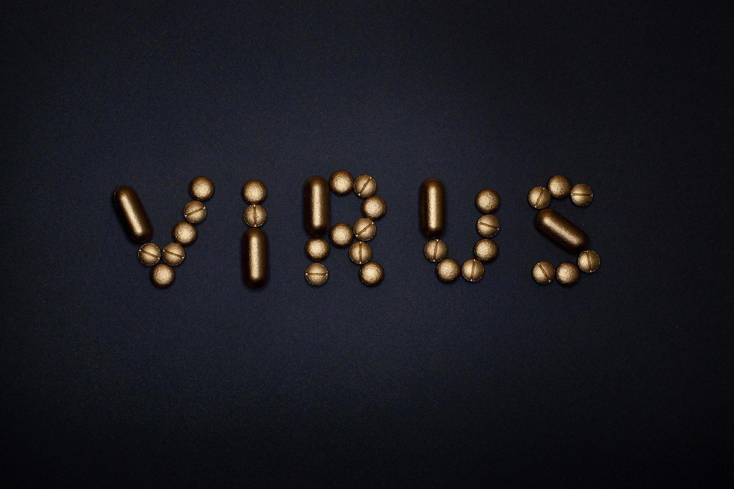 virus word on black background photo