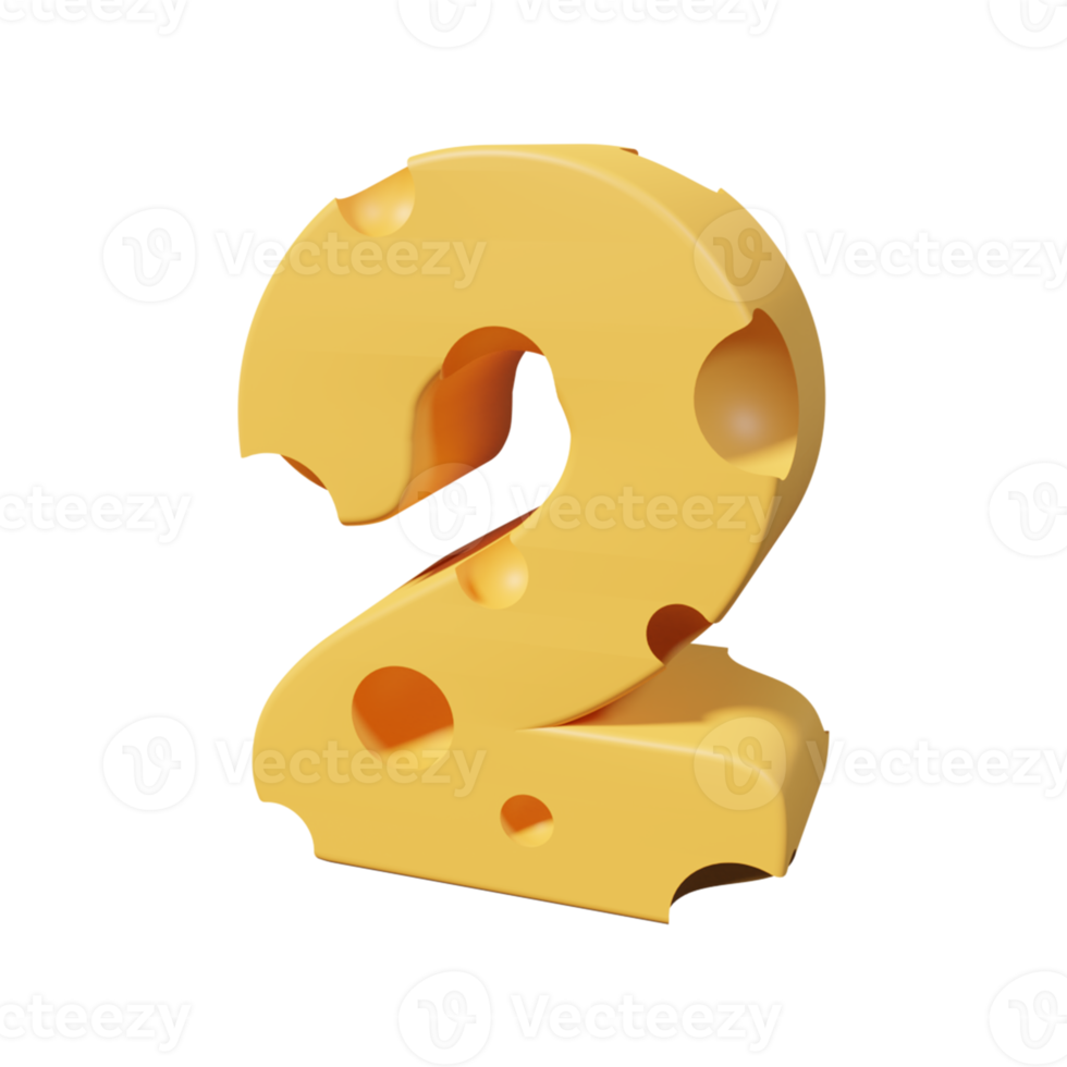 Cheese number 2. 3d font render png