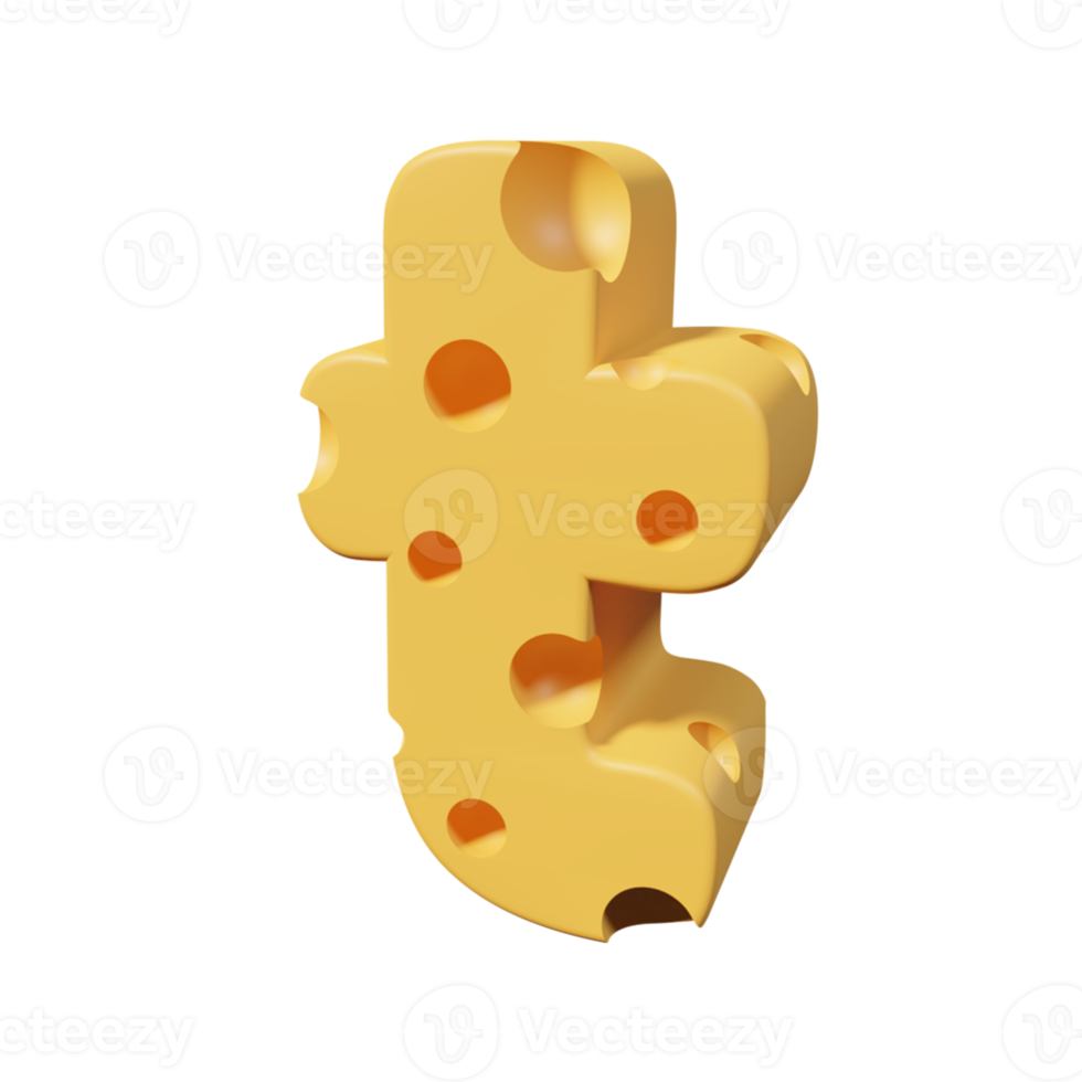 Cheese Letters t. 3d font render png