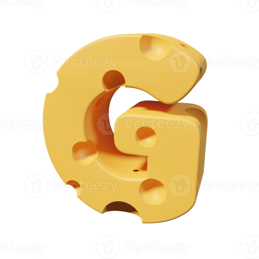 Cheese Letters G. 3d font render png