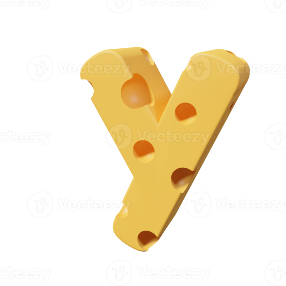 Cheese Letters y 3d font render png