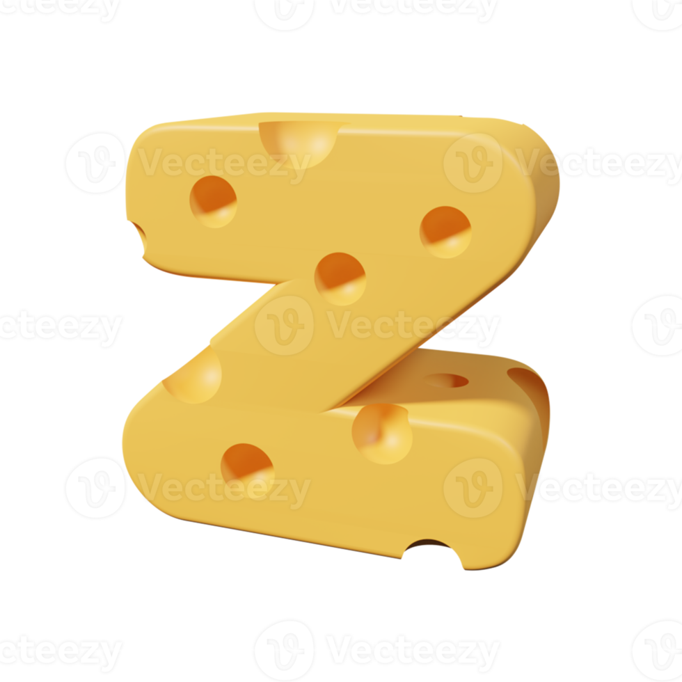 Cheese Letters z. 3d font render png