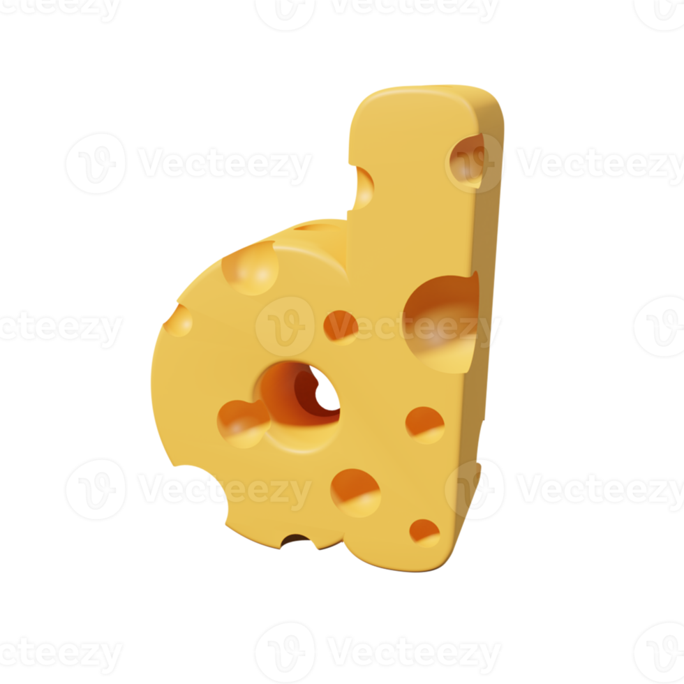 Cheese Letters d. 3d font render png