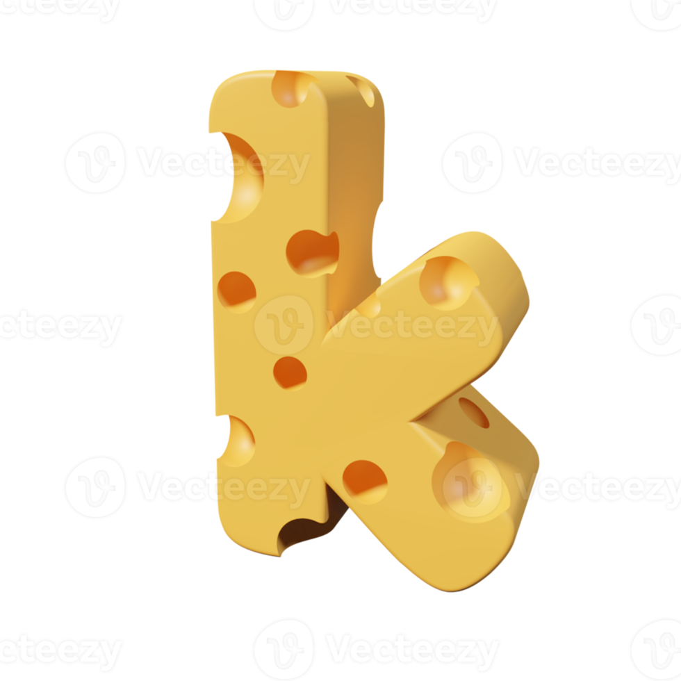 Cheese Letters k. 3d font render png