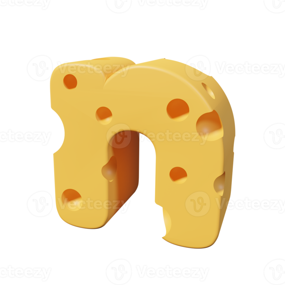 letras de queso n. renderizado de fuente 3d png