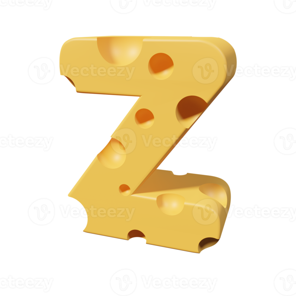 lettres de fromage z. Rendu de police 3D png