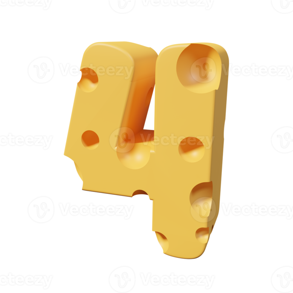 Cheese number 4. 3d font render png