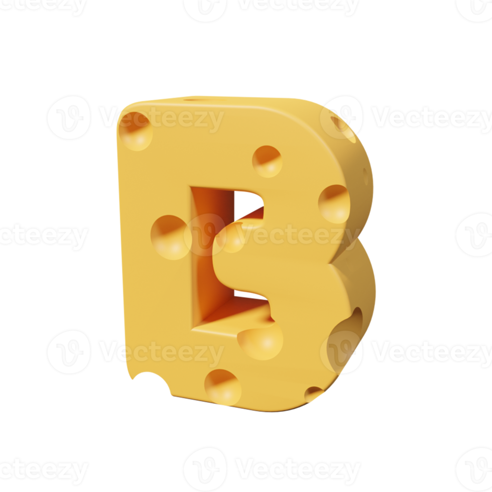 letras de queso b. renderizado de fuente 3d png