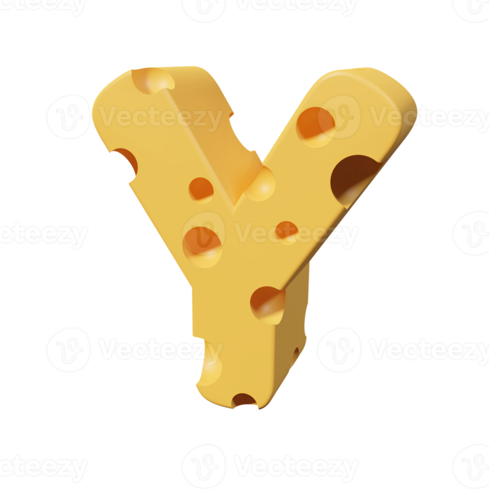 Cheese Letters Y. 3d font render png