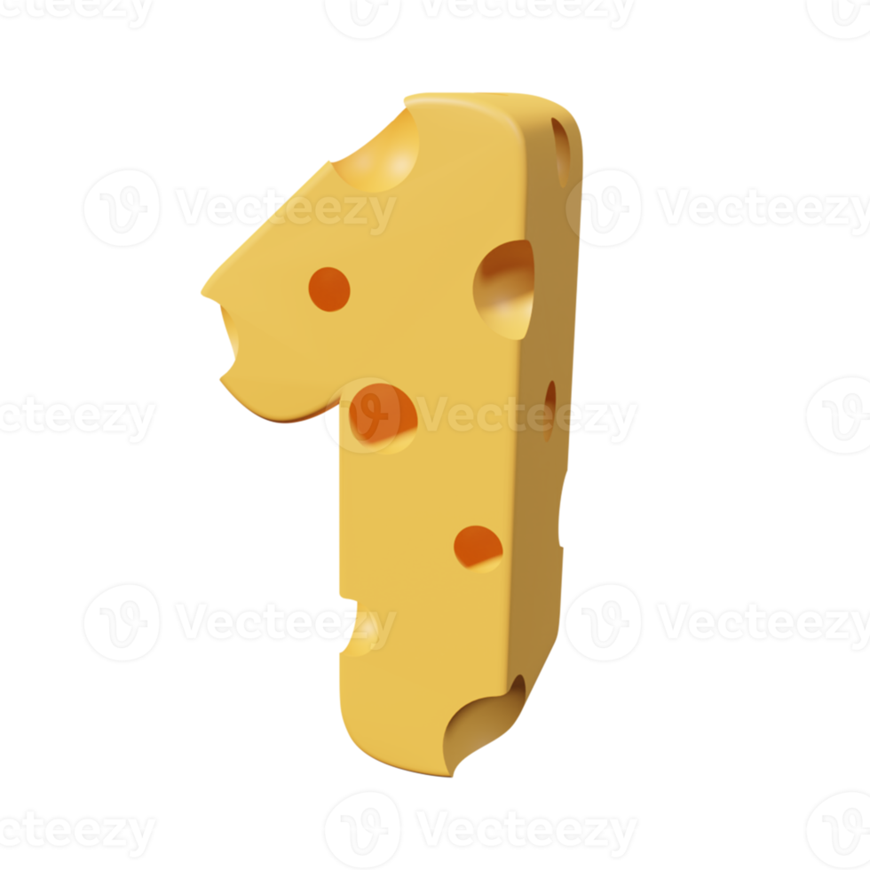 Cheese number 1. 3d font render png