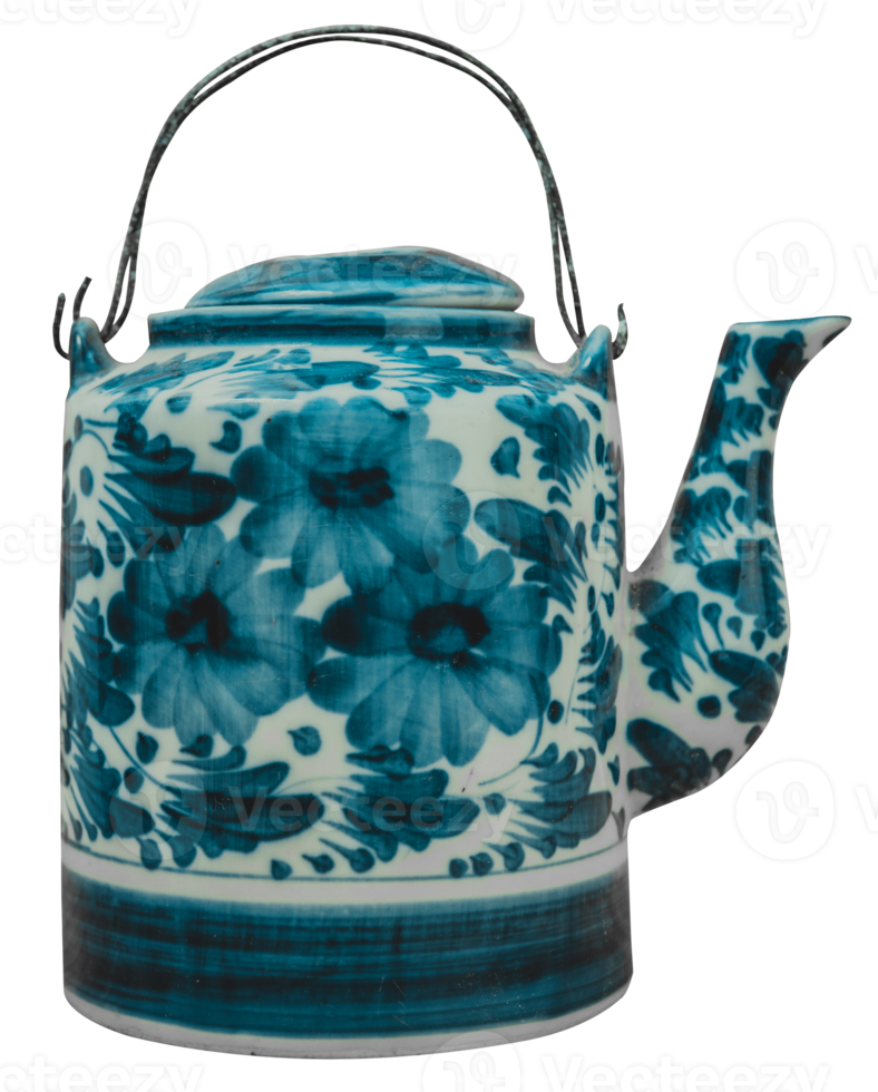 Old Chinese porcelain teapot isolated 14389878 PNG