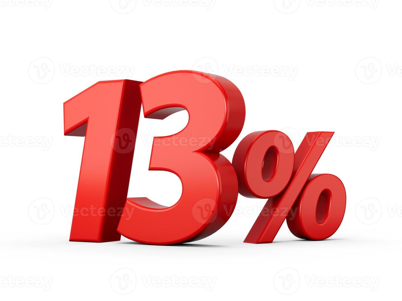 3d Red 13 Thirteen Percent Sign on White Background 3d illustration photo