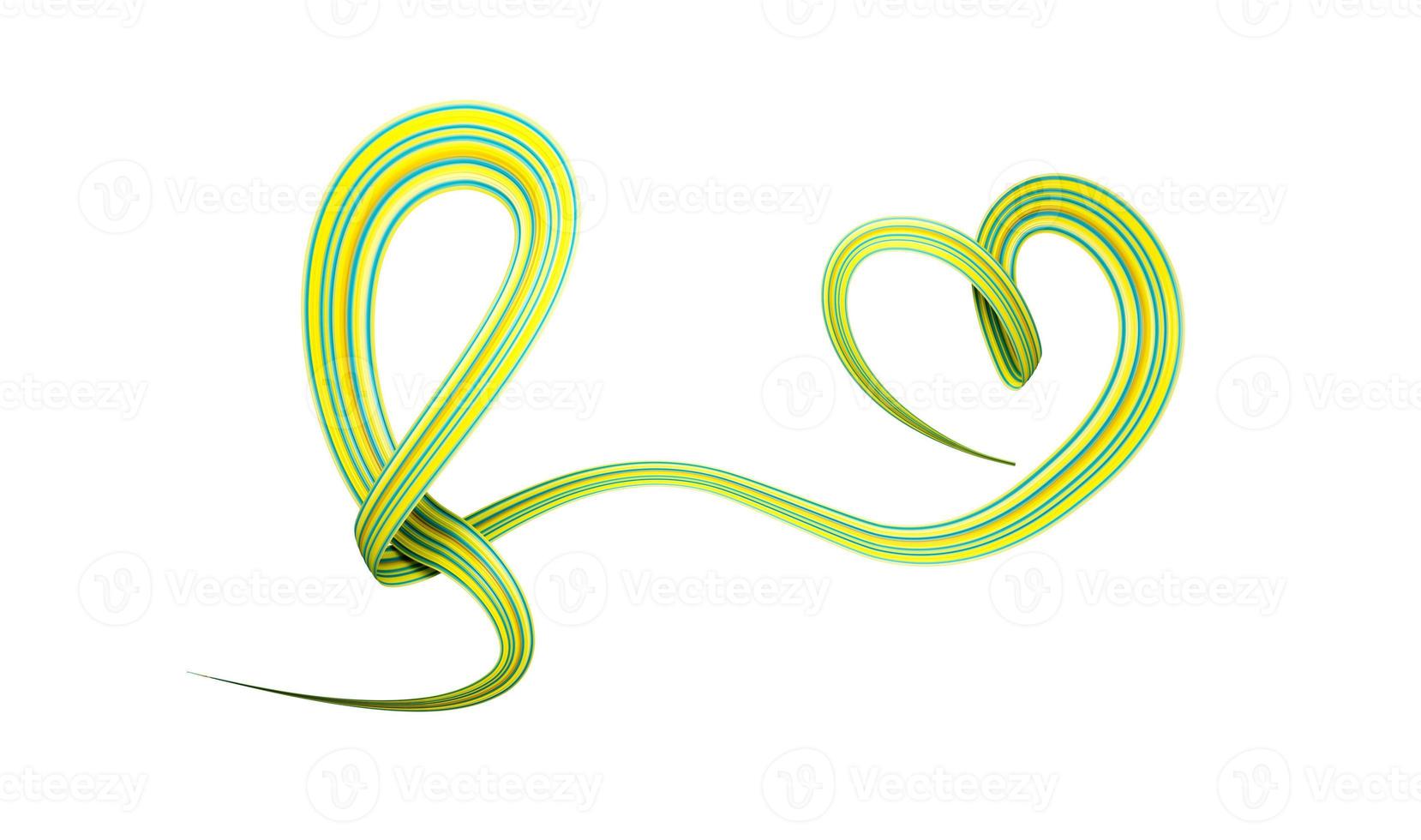 Kazakhstan Flag colors ribbon making bow to heart shape for cancer awareness month 3d illustration photo