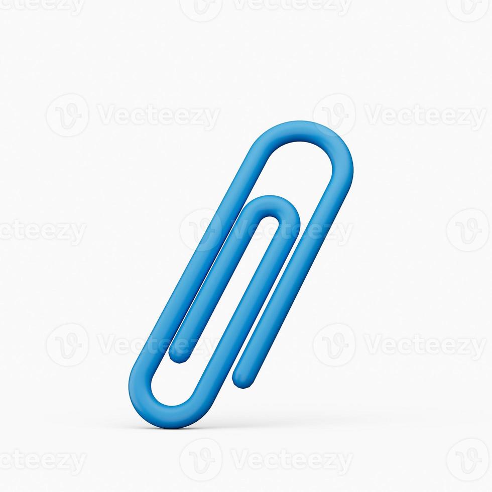 Blue Paper clip on a white background 3d illustration photo