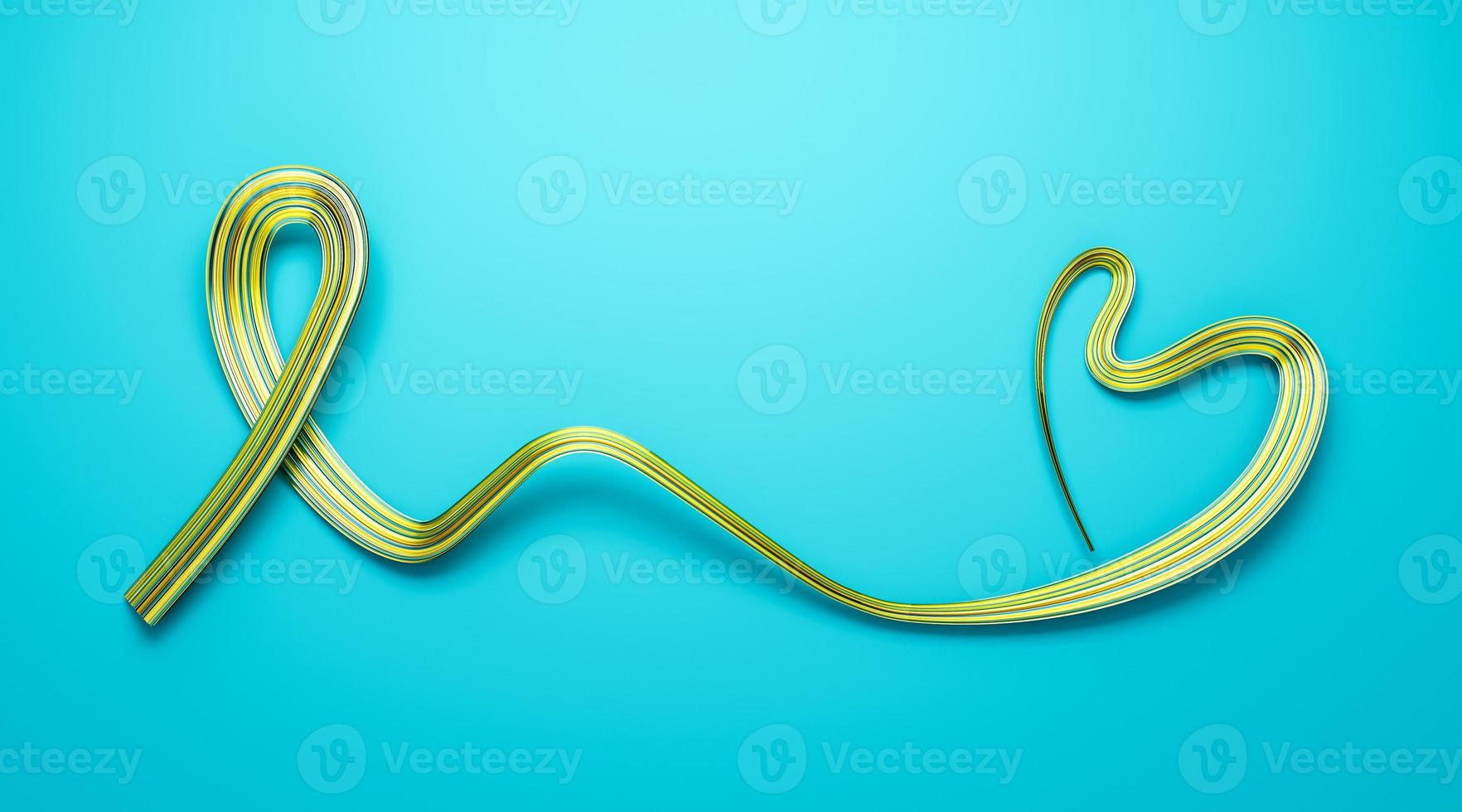 Kazakhstan Flag colors making bow to heart with ribbon 3d Illustration photo