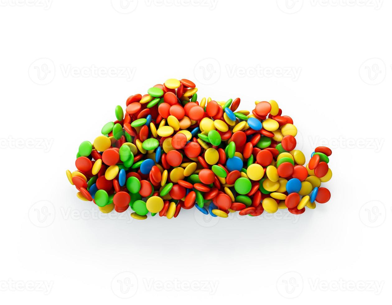 Bhutan multicolored sweet candy Dragees in shape of Kazakhstan map isolated on white background. 3d illustration photo