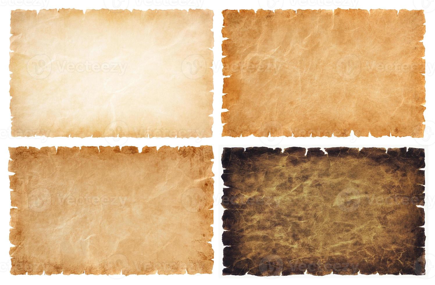 old parchment paper sheet vintage aged or texture isolated on white  background Stock Photo