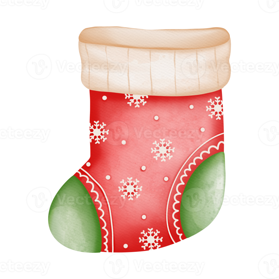 Christmas Sock, Winter Sock, Christmas Decoration, Christmas ornament Watercolor illustration png