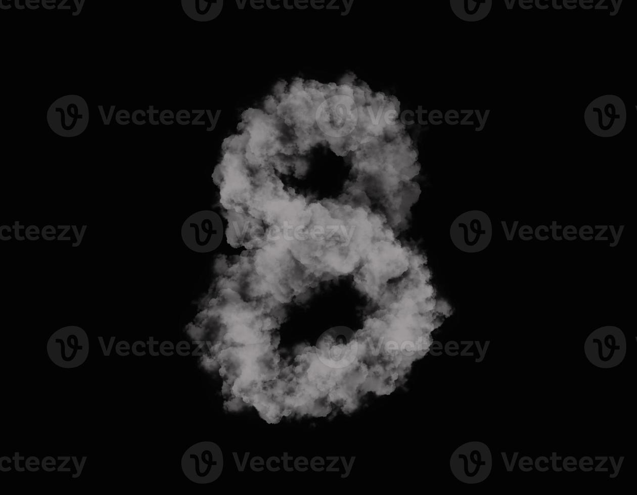 realistic smoke 8 number spreading on dark background photo