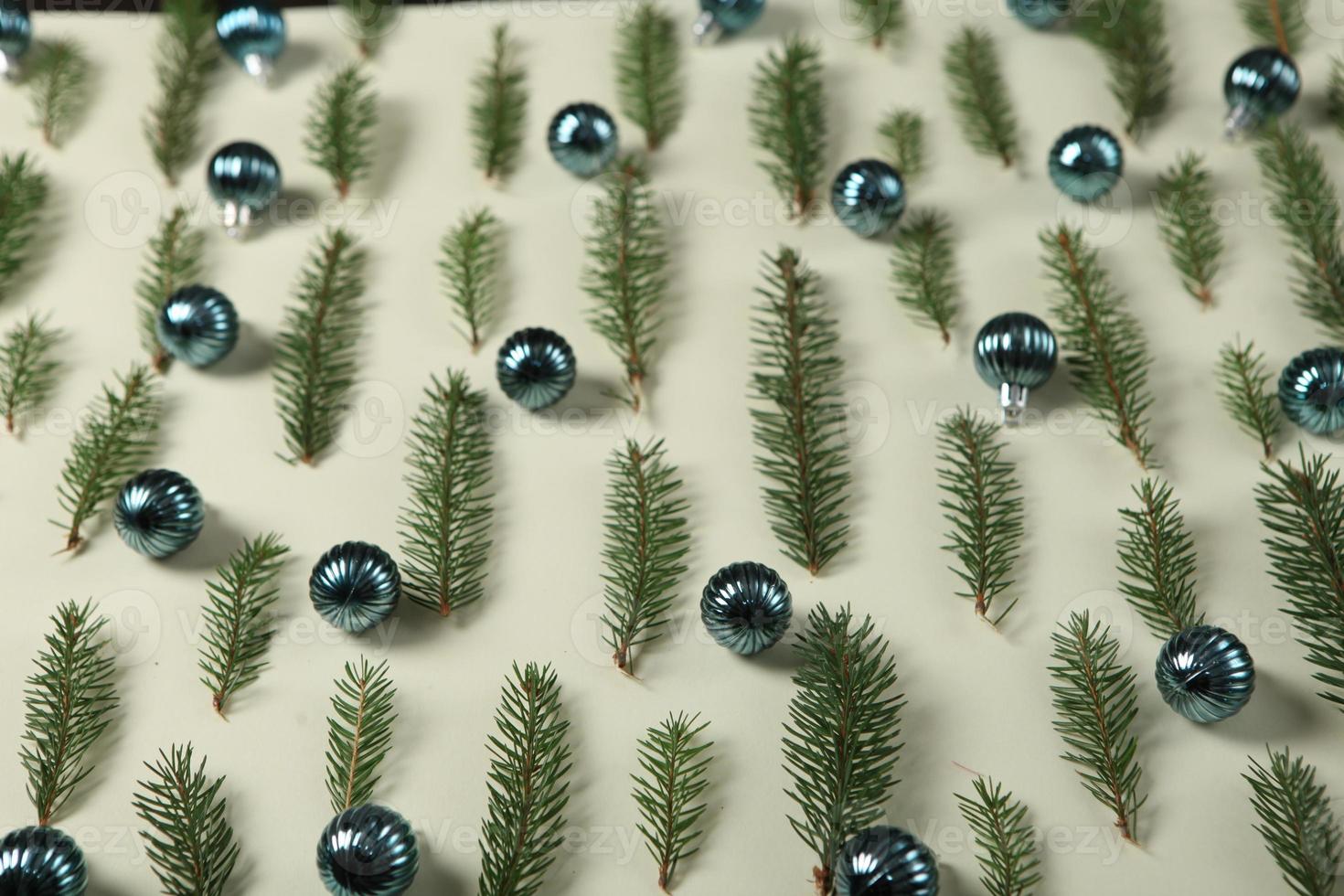 Merry Christmas and Happy New Year. A New Year's background with New Year decorations. New Year's card. photo