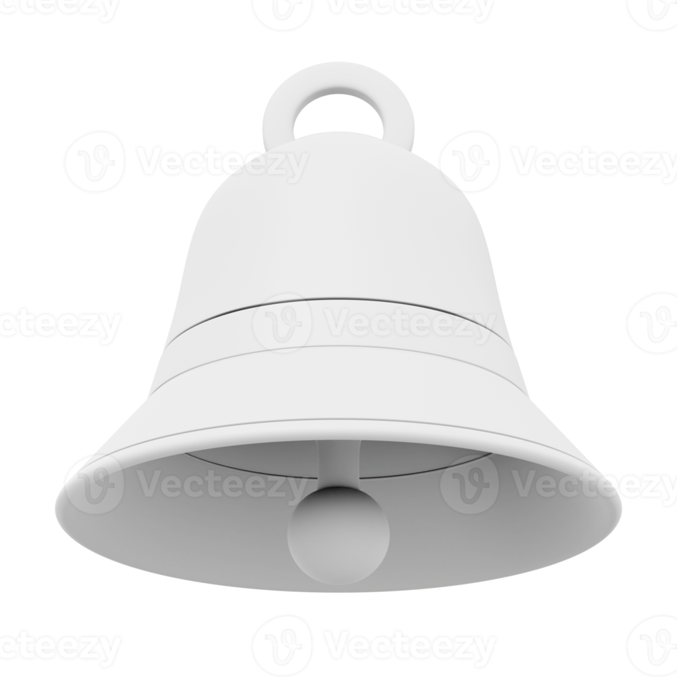 White bell, notification symbol. 3d rendering. PNG icon on transparent background.