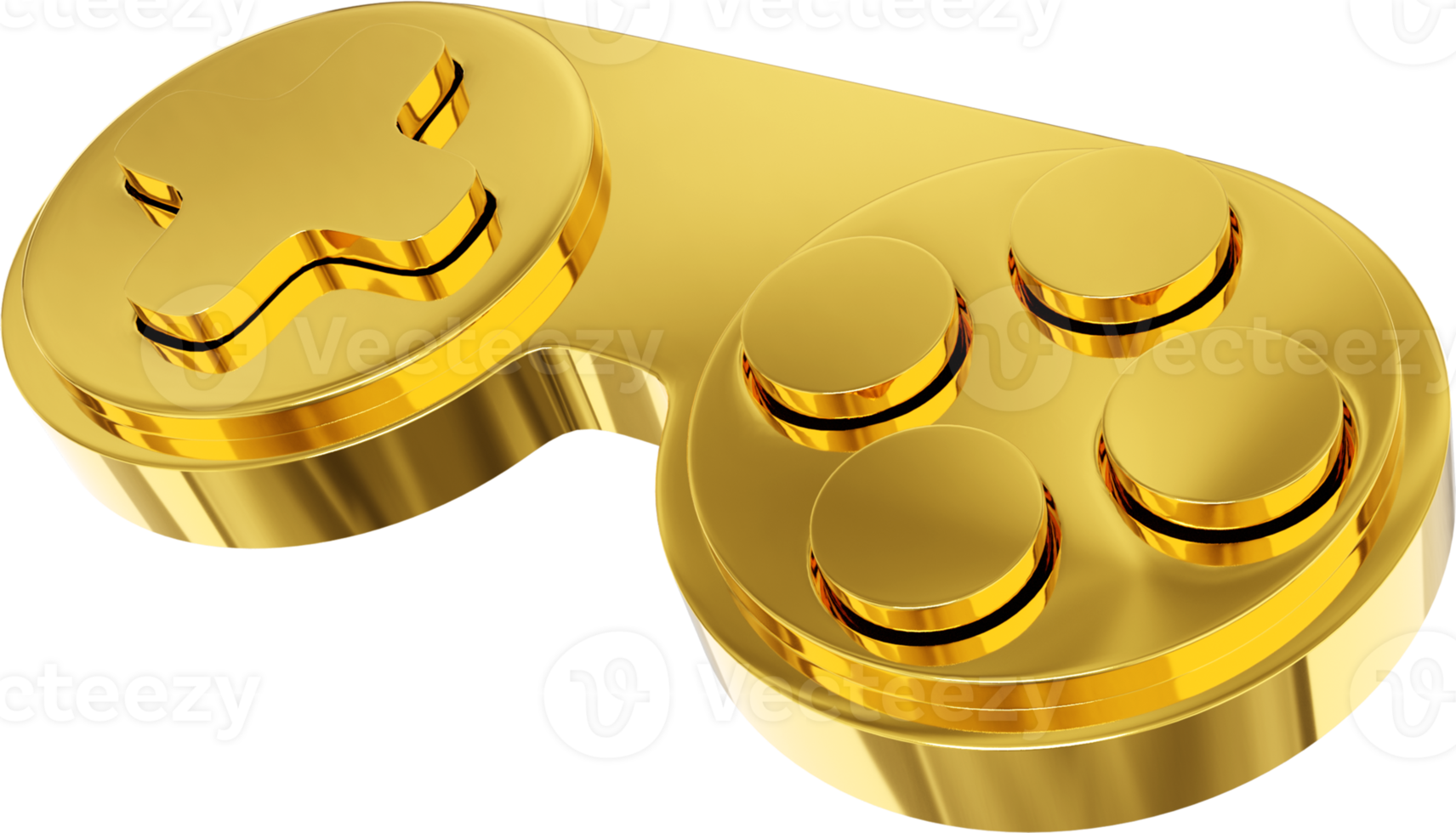 minimalistisk trösta spel kontroller. png guld ikon på transparent bakgrund. 3d tolkning.